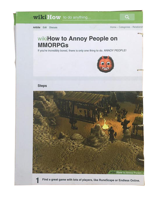 backcover showing wikihow entry for trolling in forums